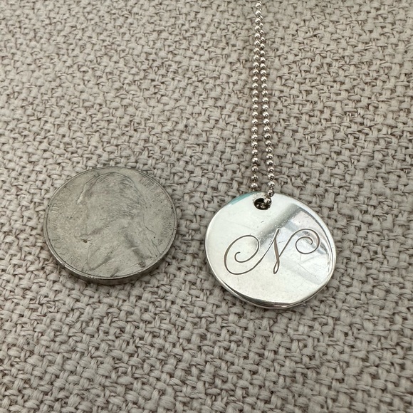 RARE Tiffany & Co. Large initial disk letter 'N' necklace 16" RETIRED SIZE - Picture 8 of 8